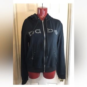 Woman's hooded zippered hoodie Black by BABE